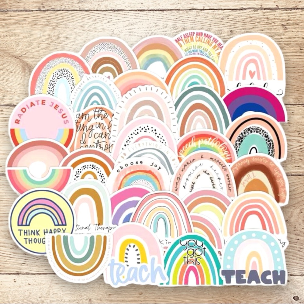 50 New Boho Rainbow Sticker set Journal Stickers Laptop Stickers Tumbler set